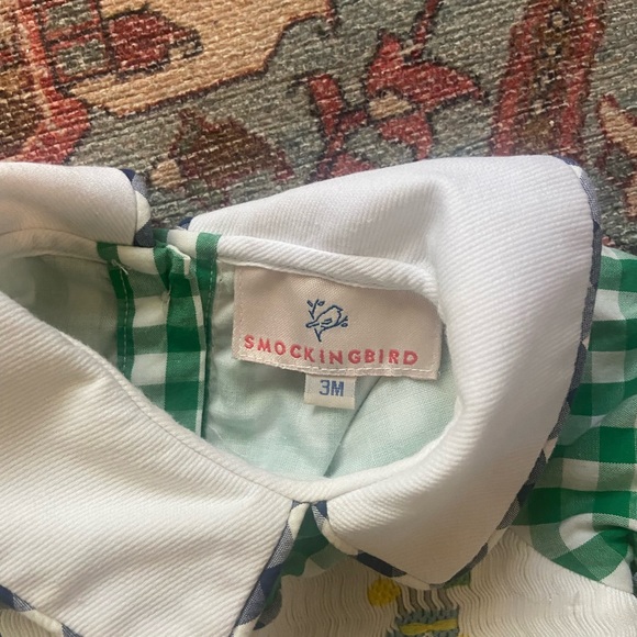 Smockingbird Golf Smocked Green Checked Boy Bubble 3 Months - Picture 5 of 6